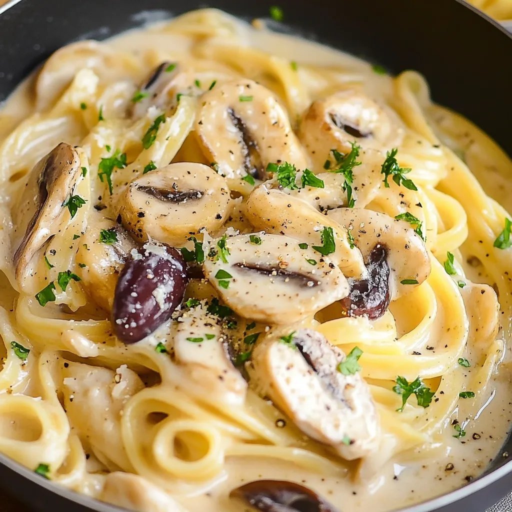 Ein-Topf-Cremige Hähnchen- und Pilz-Pasta