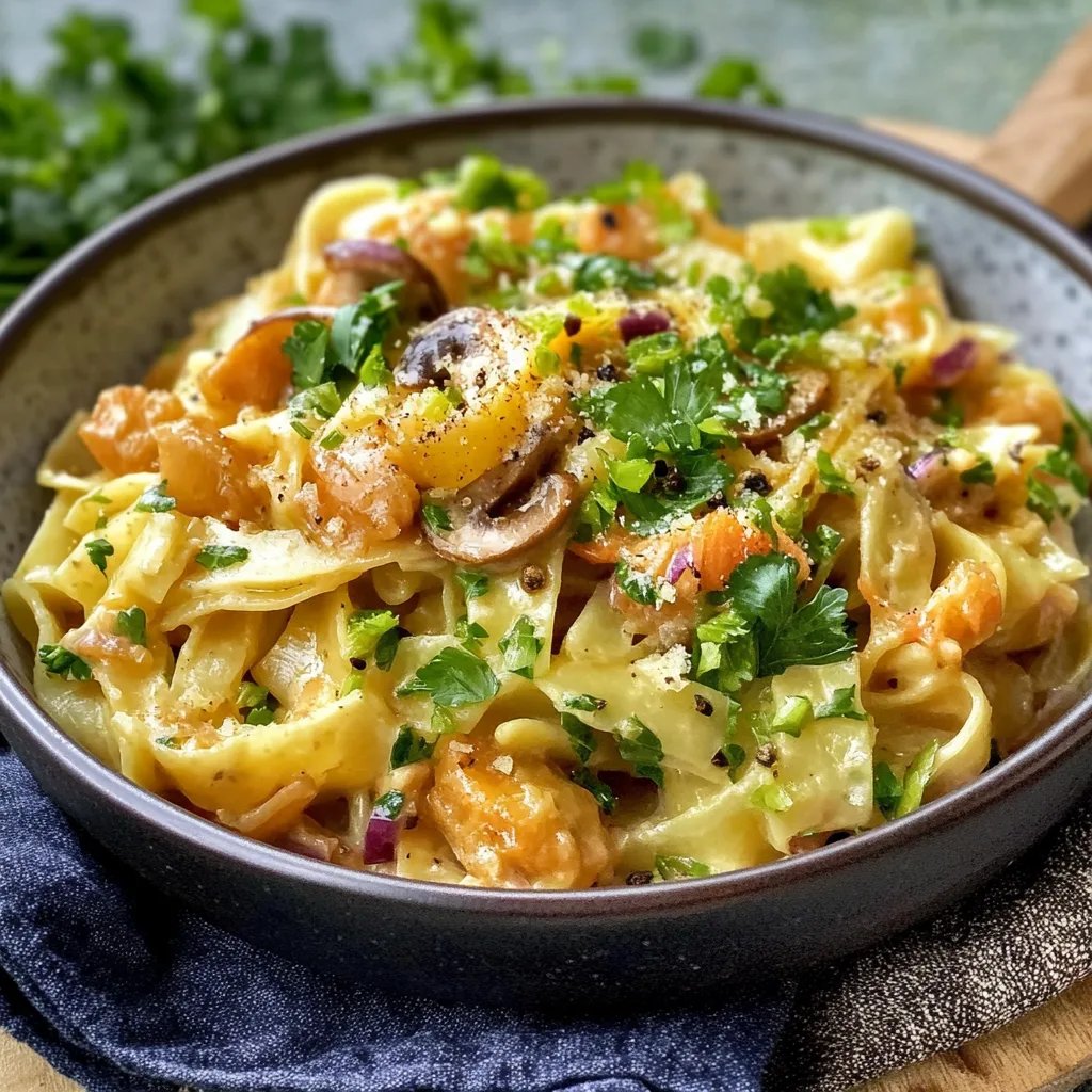 Bandnudeln mit Spitzkohl