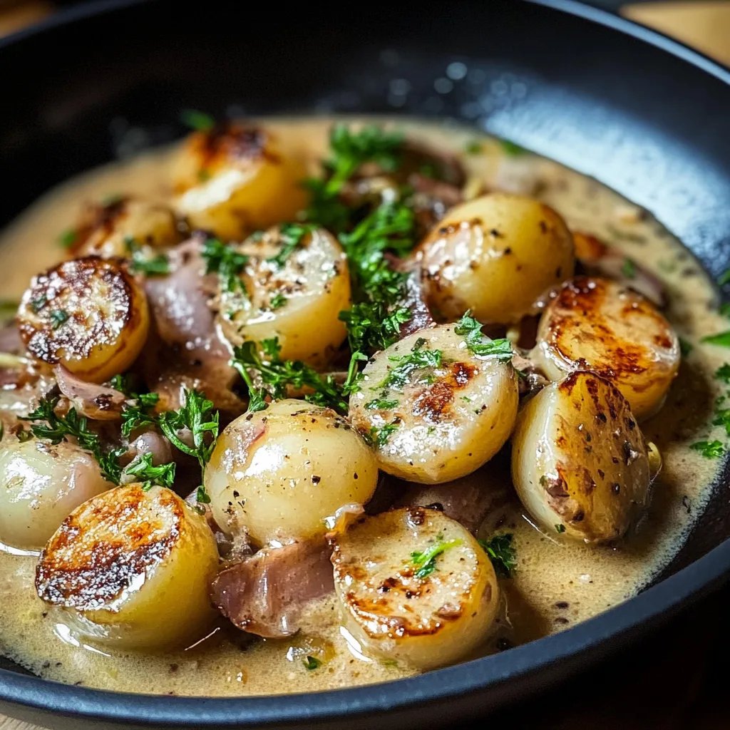 Kartoffeln in Knoblauch-Sahne-Soße