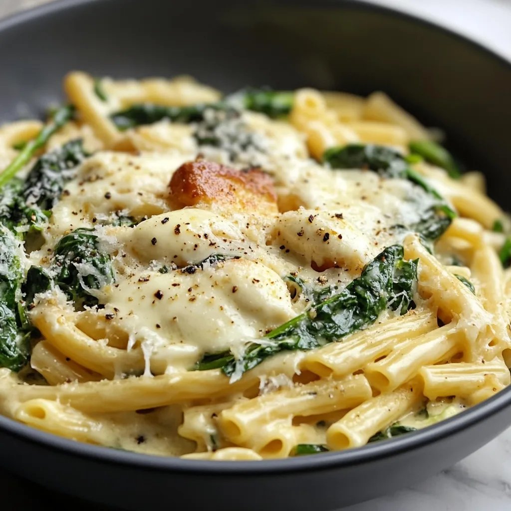 Cremige Nudel Spinat Pfanne