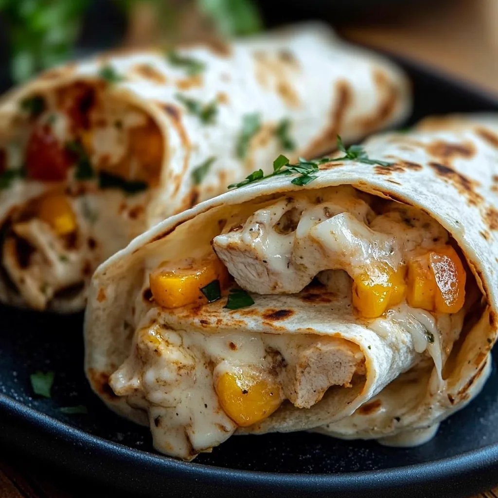 Schnelle Käse-Knoblauch-Hähnchen-Wraps