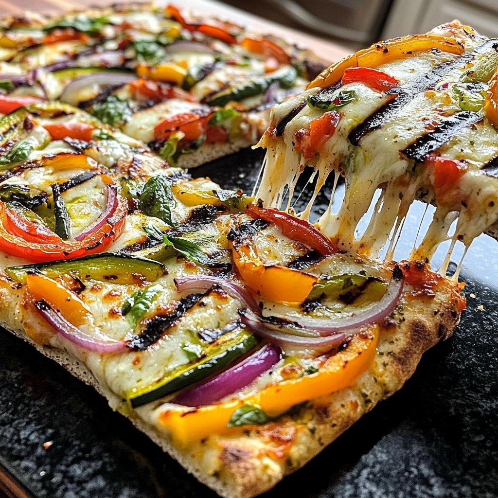 Pizza mit Gemüse vom Grill