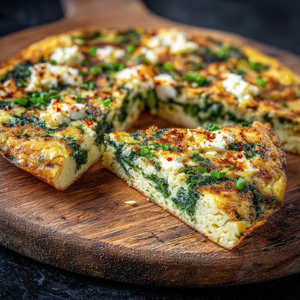Kalorienarme Spinat Feta Omelette