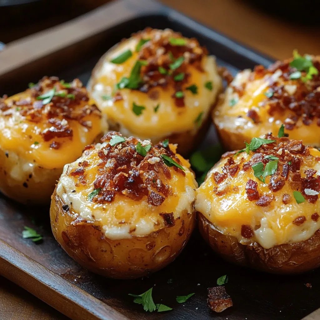 Krosse gefüllte Kartoffeln mit Käse und Rinderhack